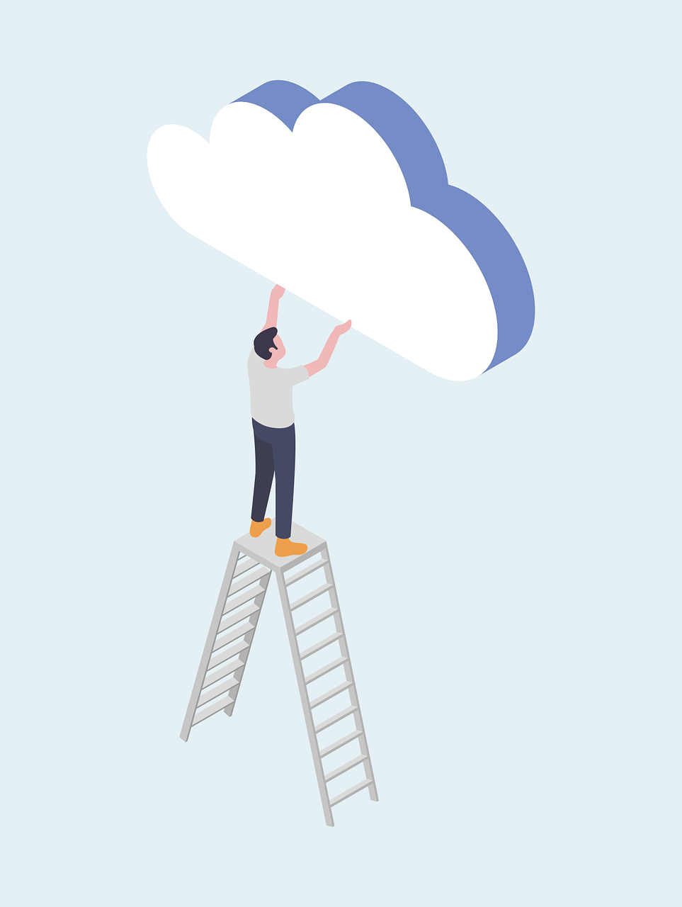 Man reaching to cloud for cloud communications